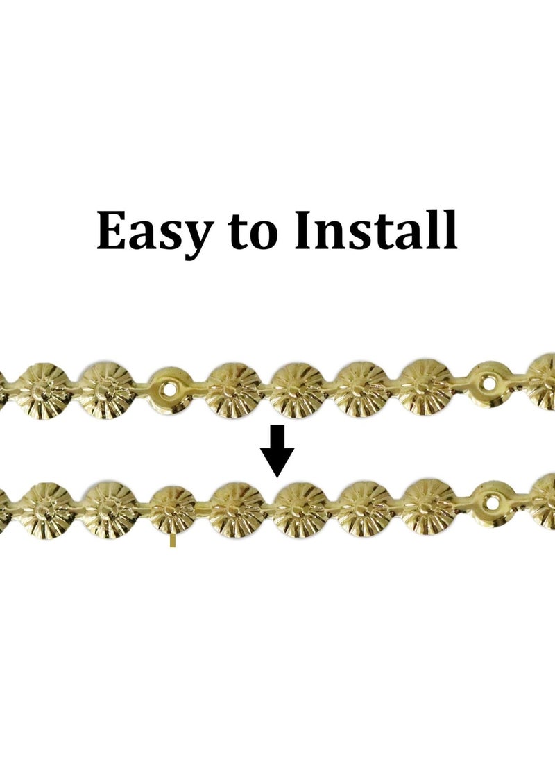 10Pcs 1 Meter Upholstery Tacks Strips, Decorative Nail Strips Trim for Sofa, Headboard, Chair Furniture with Single Tacks (D11mm Gold Flower) - Image 4